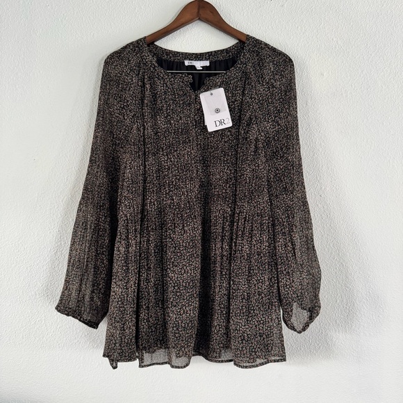 DR2 Ditsy Floral NEW Tunic Blouse 1X Bell Sleeve Coquette Boho Chic Top Festival - Picture 11 of 11